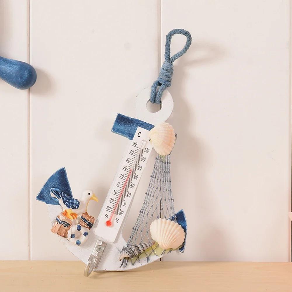 

1 шт.-Маленький термометр L-образный якорь Средиземноморский стиль Креативный ручной работы Украшение стены детской комнаты