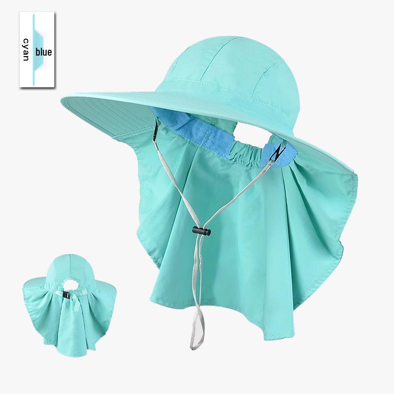 Versatile Summer Sun Hat with Large Brim and Shawl for Fishing, Mountaineering, and Sun Protection