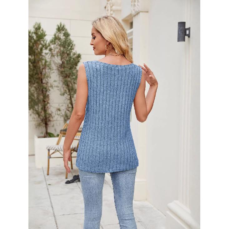 New Women'S Vest Base Shirt Short Style For Spring And Summer Commuting Temperament Casual Solid Color V-Neck Camisole Top