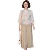 Mom's New Chinese Style Chiffon Shirt - Seven-Sleeve Top for Spring & Autumn