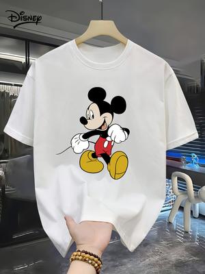 Disney Mickey Cartoon Printed Cotton Tshirt 2026 Mens Summer New Street Hiphop Fashion Casual Loose Y2K Short Sleeved Top