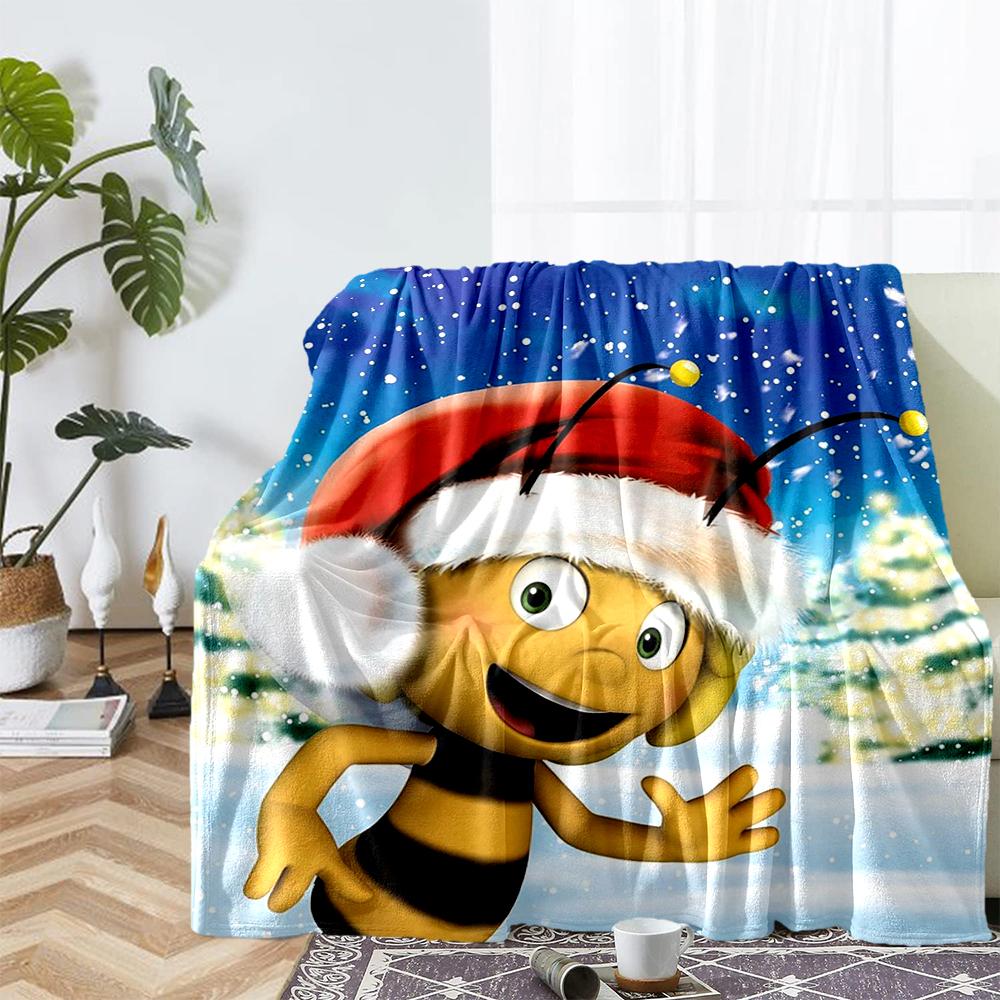 Maya the Bee Theme Printed Blanket - Perfect for Couch, Bed, Travel & Outdoor Use | Machine Washable, Cozy & Durable.