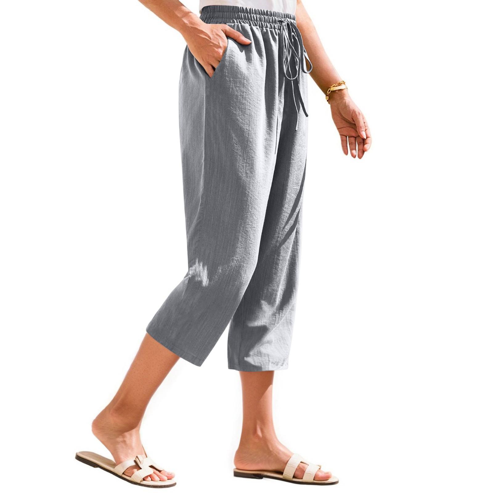 

Женские укороченные брюки Stralght Pants With Pockets Lightweight Caual Loose Trousers XL