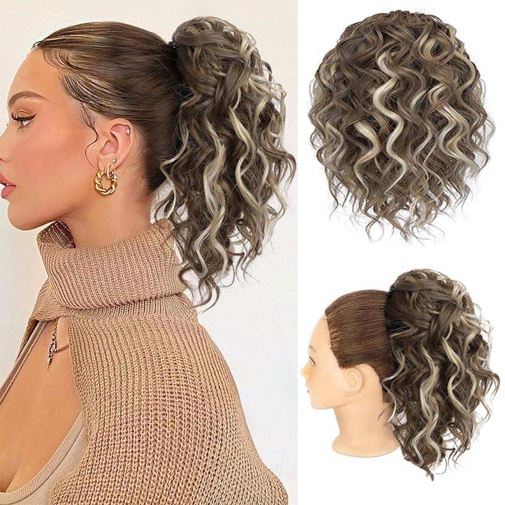 MERISIHAIR Synthetische Kralle Messy Bun Pferdeschwanz Perückenverlängerungen Lang Wellig Lockig Kordelzug Pferdeschwanz Perücke Für Elegante Frauen Alltagskleidung