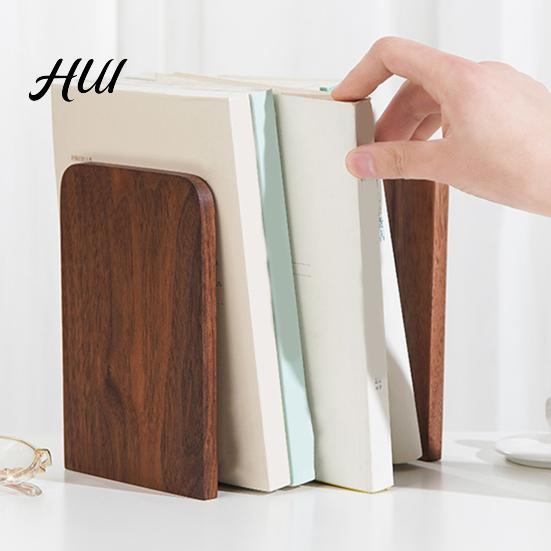 Home Storage Rack Wood Bookends Thickened Anti-Tip Heavy Duty Book Stand with Scratch Free Polished Edges Durable Holder for Office Desk