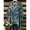Tessuto Estivo Imitazione Denim Stampa Tie-Dye Orlo Irregolare Girocollo Manica Corta da Donna Abbigliamento Casual da Esterno da Donna