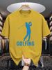 Golfing Player Silhouette Unisexs T Shirt Crew Neck Cotton Golf Tee For Golf Fans Outdoor Gift For Male Sports Lovers Daily Wear