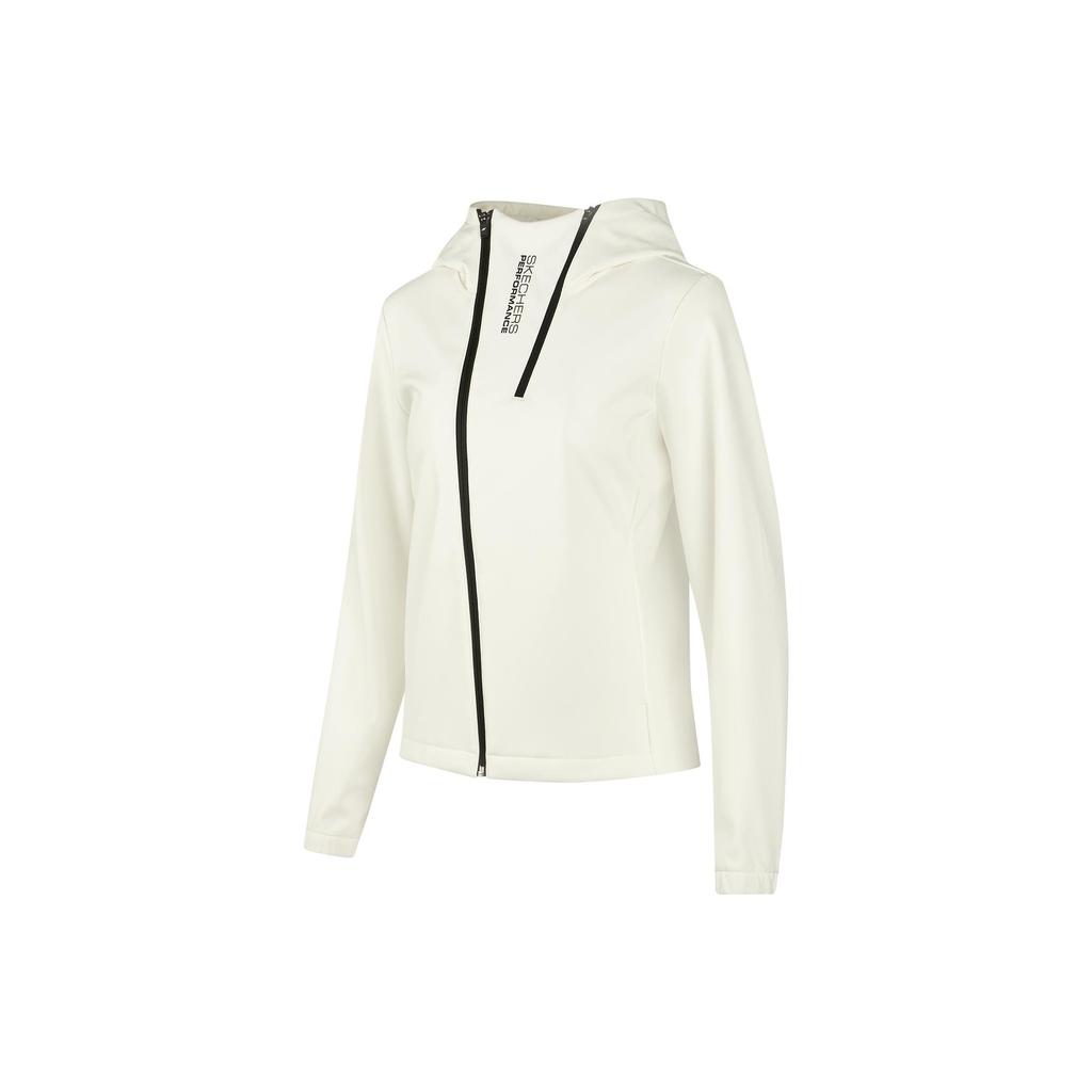 Skechers Letter Zipper Hooded Jacket Women jackets Tofu-White P423W152-0211
