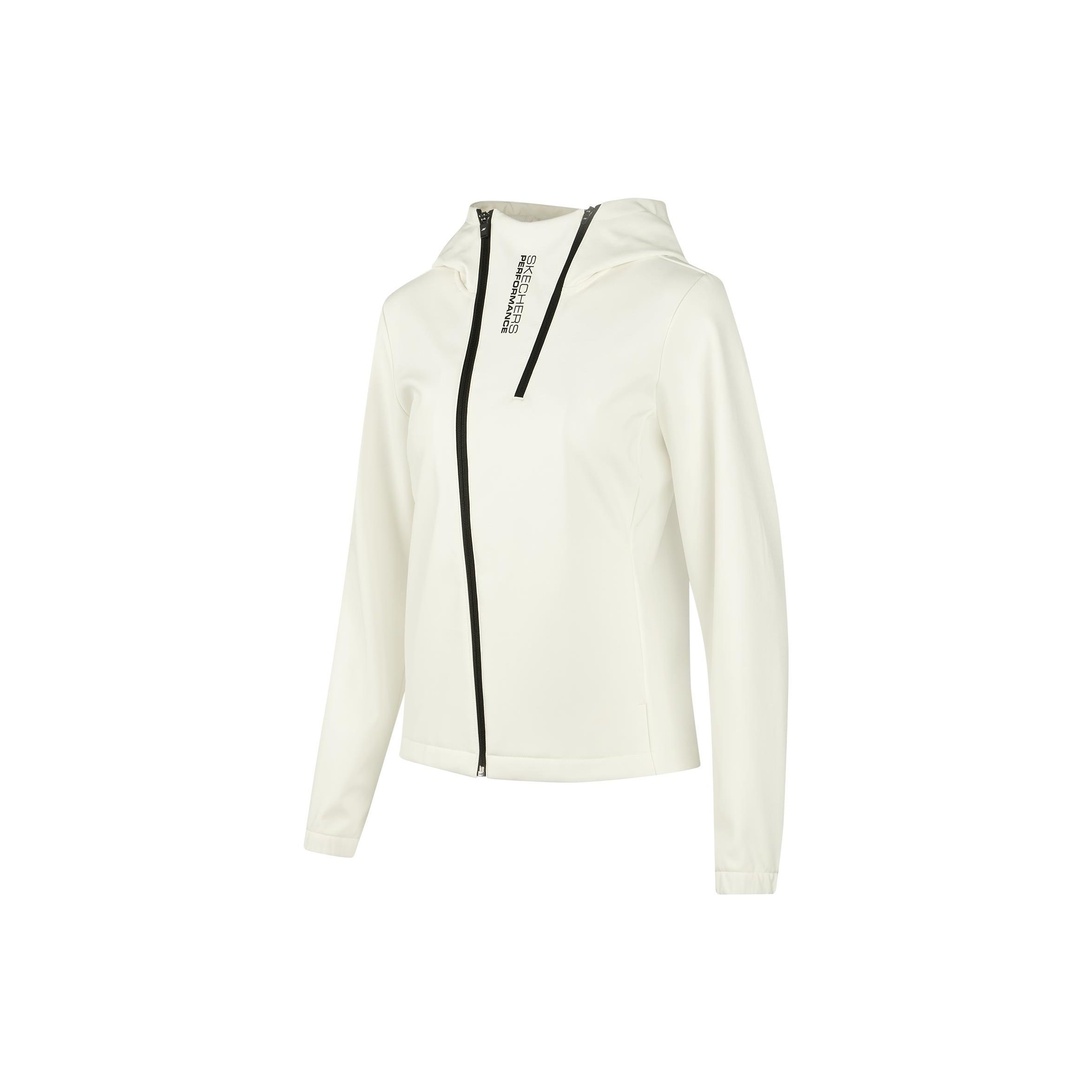 Skechers Letter Zipper Hooded Jacket Women jackets Tofu-White P423W152-0211 S