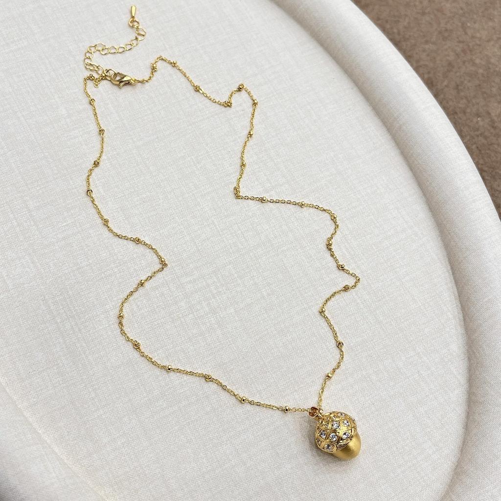 Franskt Retro Zirkon Kotte Halsband - Borstad Medeltida Stil, High-End, Mångsidigt, Elegant.