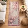 Cherry Blossom Runner Rug Japanese Sakura Floral Rug Spring Hallway Rug, Pastel Pink Zen Rug Japandi Style Soft Petal Carpet