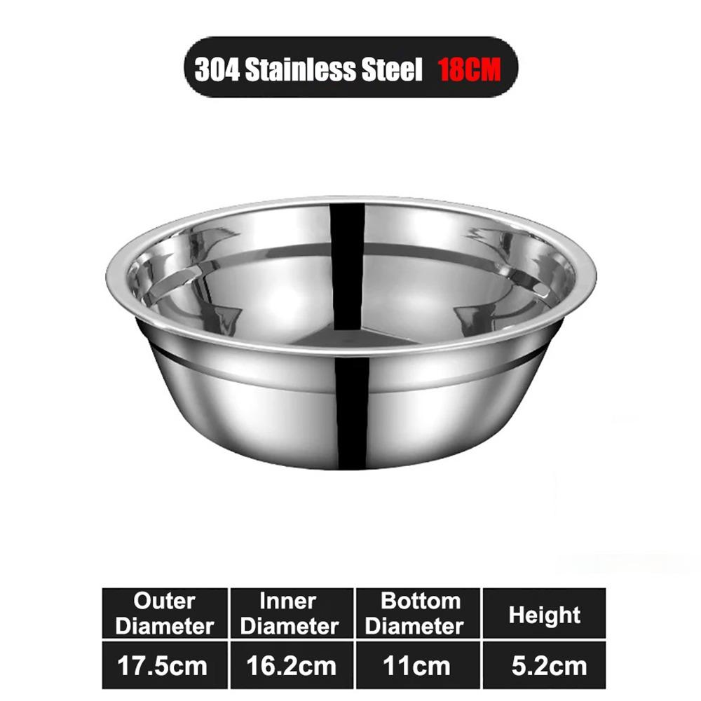 New Round 304 Stainless Steel Bowls Thicken Multiple Sizes Prep Bowls Serving Bowls