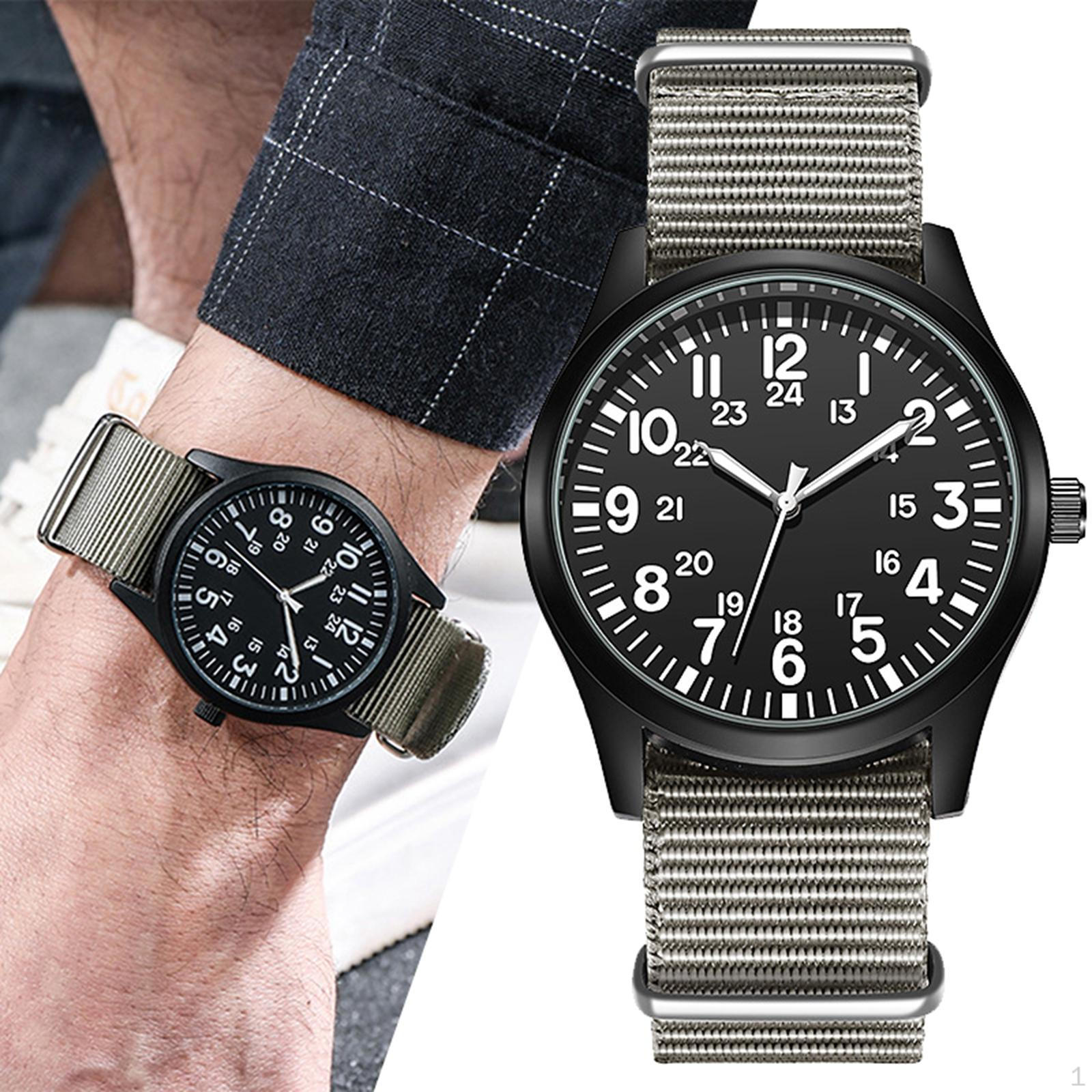 

Watch, with Nylon Strap Waterproof Wristwatch for Outdoor Causal зелений