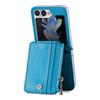 For Samsung Galaxy Z Flip7 FE 5G/Z Flip6 5G Case Zipper Card Holder Leather Phone Cover with Long Strap