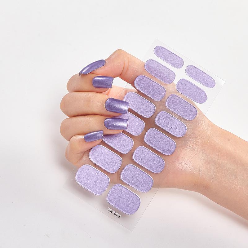 16Tips Transparent Semi Cured Gel Nail Patch Strips Pure Color UV/LED Baking Lamp Gel Nail Polish Wraps Full Cover Gel Sticker