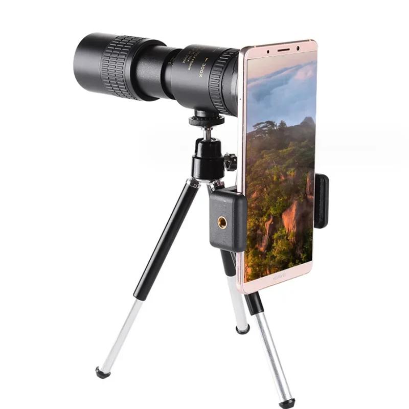 High Definition 10-300x40 Monocular Telescope With Phone Holder For Bird Watching Hunting Camping Travel Powerful Zoom Monocular