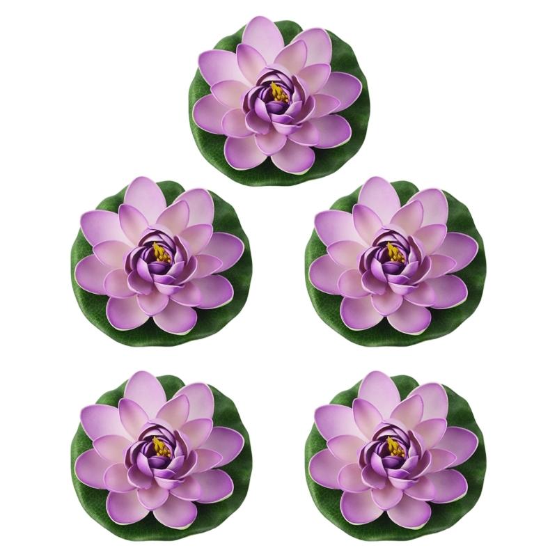 5pcs Realistic Floating Foam Lilies Pad Artificial Water Plant For Pond Pool Fish Tanks Decoration Indoor Outdoor Use