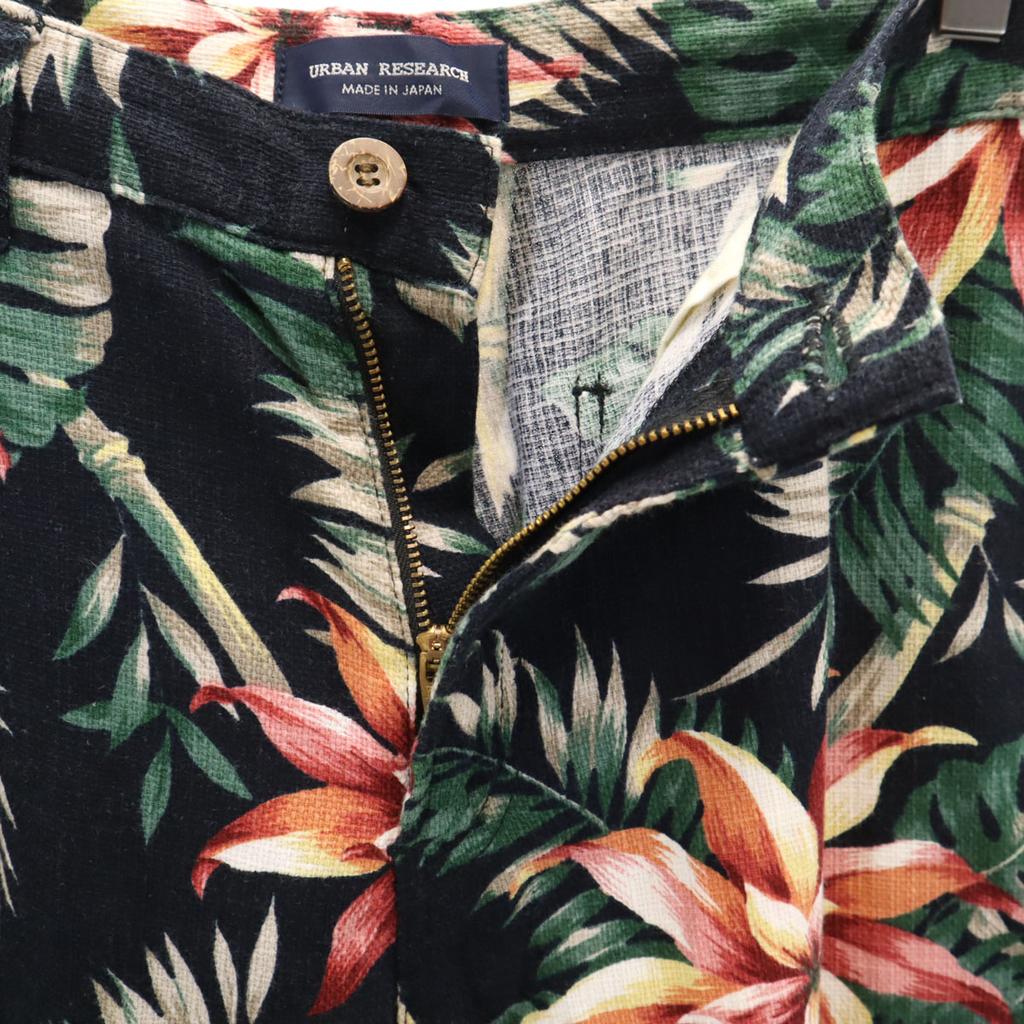 URBAN RESEARCH Made In Japan Linen Blend Aloha Pattern Shorts M Black Men's Used