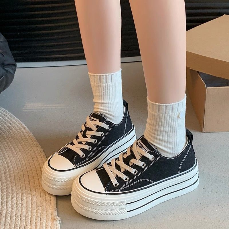 Plateau-Canvas-Schuhe Damen Frühling neu vielseitig lässig Sport Board Schuhe kleine Höhenerhöhung weiße Schuhe