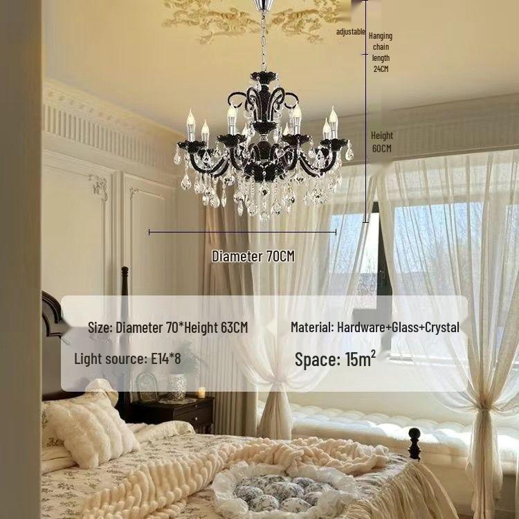 French Crystal Candle Chandelier for Living Room or Bedroom