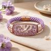 Romantisches Geschenk zum Jahrestag Walk in Faith Geflochtenes Armband Damen, Friedensvogel Blumig Zartes Blume Charm Emaille Armband, Inspirierend Christlich