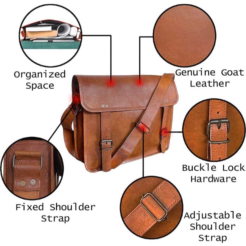 Echtleder Laptop Messenger handgemachte Vintage Tasche für Männer Frauen - Vollnarbenleder Laptop Satchel Büro Umhängetasche