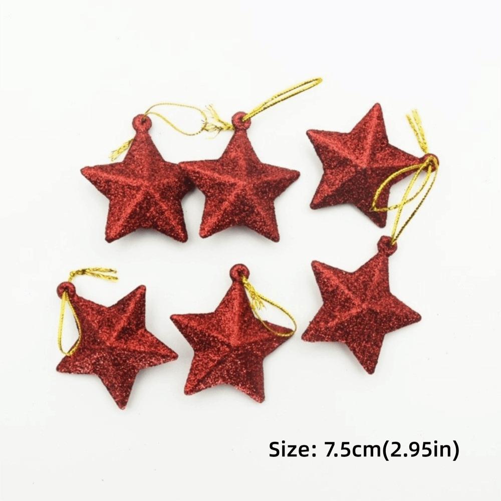 6Pcs DIY Christmas Tree Hanging Pendant Gold Glitter Xmas Tree Decoration Home Navidad Decor
