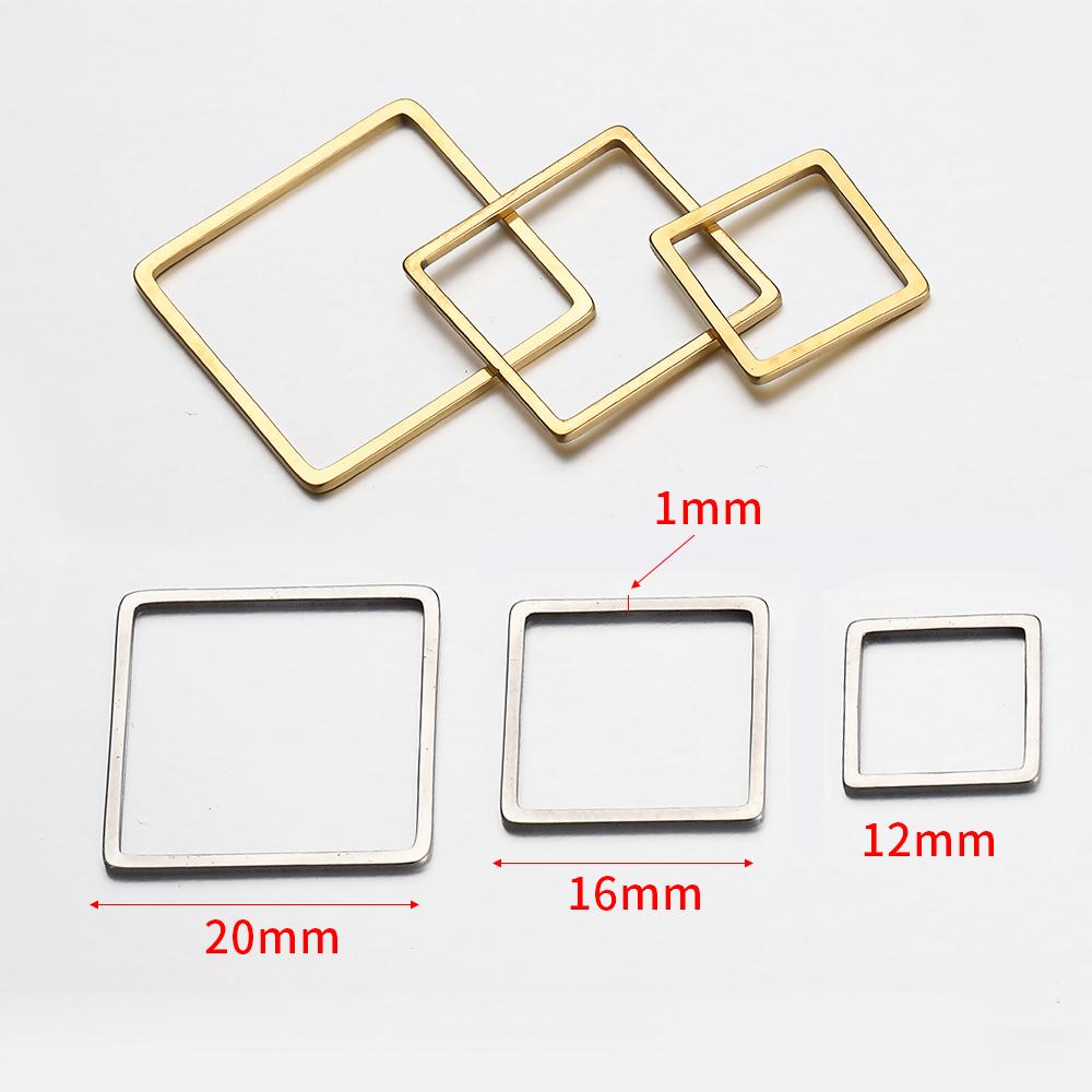 20pcs Gold Color Stainless Steel Square Frame Charms Pendants for Earrings Necklace DIY Jewelry Making Accessories Supplies