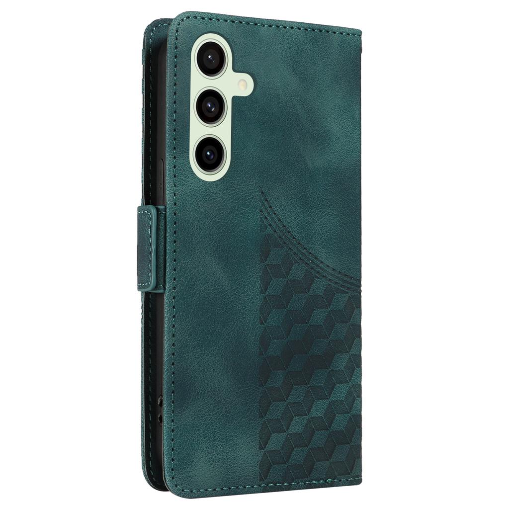 Für Samsung Galaxy S24 FE Lederhüllen Wallet Rautenmuster Geprägte Handyhülle Ständer mit Trageriemen