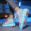 Kid's Four-wheel Detachable Flat Shoes Rechargeable LED Luminous Sports Shoes with Wings Children's Skates with Brakes Roller Skates sneakers