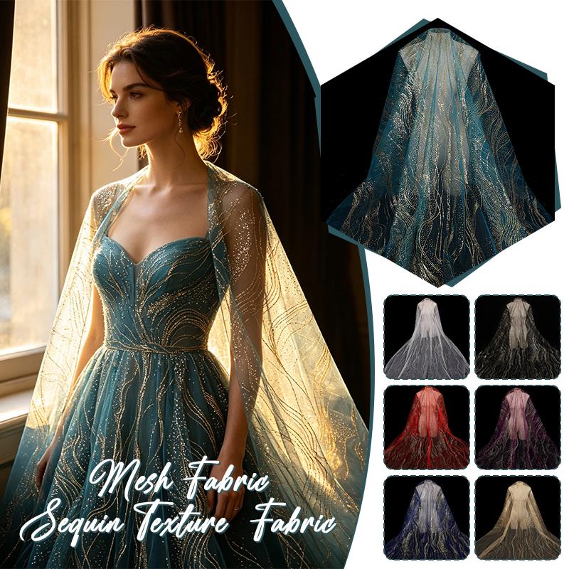2 Yard Sequin Texture Mesh Fabric Shiny DIY Glitter Net Yarn Wear-Resistant Lace Sparkle Tulle Fabric Dance Tutu Party Decor