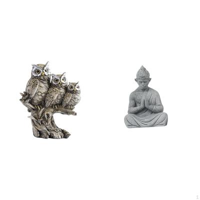 Owl Monkey Figurine Sculpture Tabletop Ornament for Living Room Office Cabinet Hotel Patio Backyard