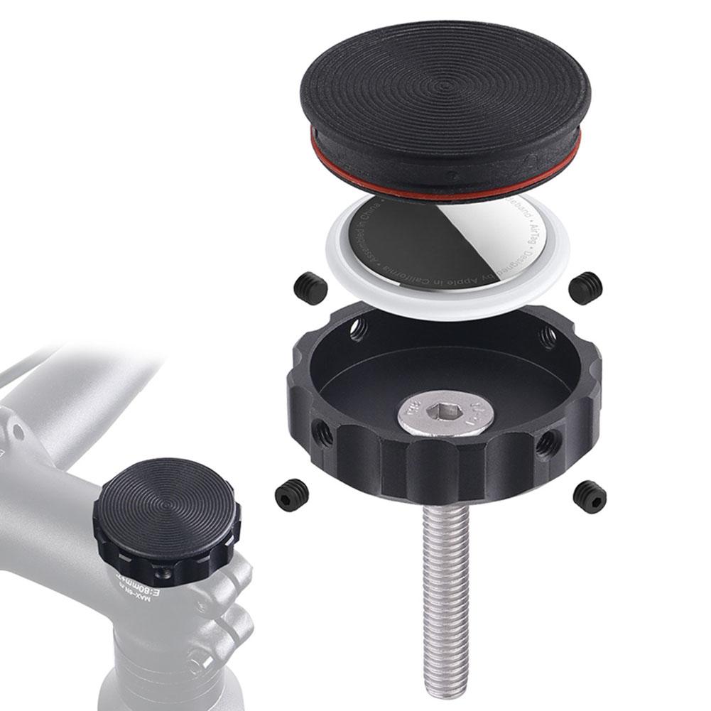 Bike Headset Top Cap Waterproof Bicycle Mount Anti-Theft Case Aluminum Alloy Bicycle Headset Cap Protective Case for Airtag