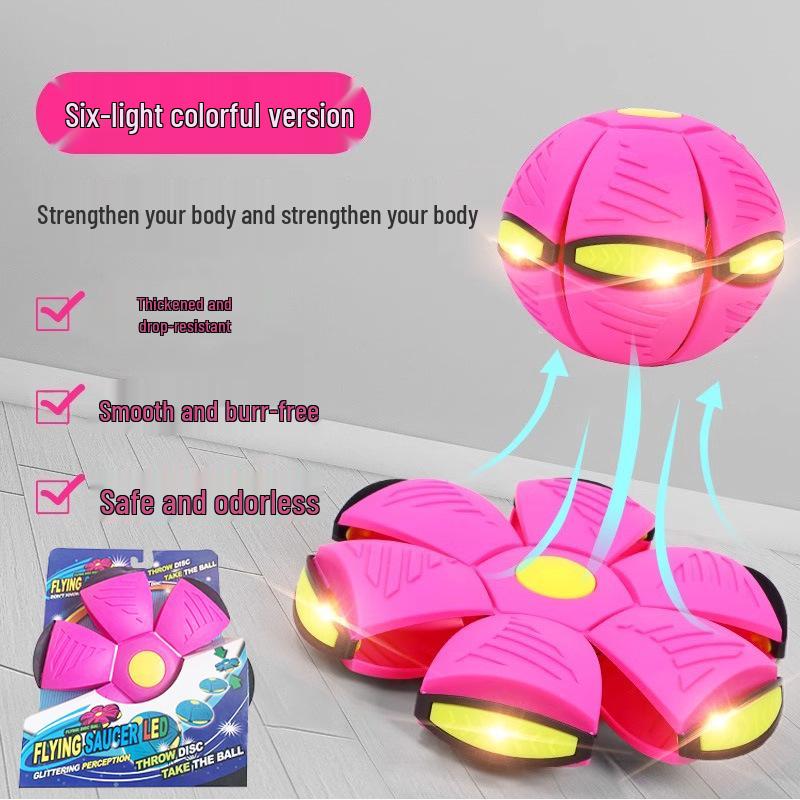 Magic Flying Saucer Ball: Deformable Outdoor Stomp Toy with Lights for Kids