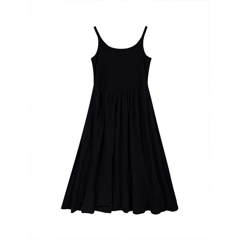

Plus Size Women s Spaghetti Strap Patchwork Dress - Stretch, Backless, Long, Slimming, Versatile XL (60-70 kg) чорний