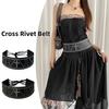 Wide Leather Waist Belt Y2k Women's Dress Belt Retro Cross Rivet Belt  Waist Accessories
