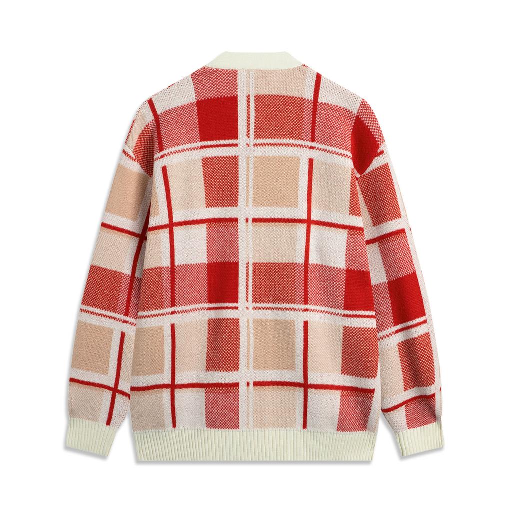 Li Ning Rijin Doujin Collection Knitwear Unisex White Plaid AMBV029-8