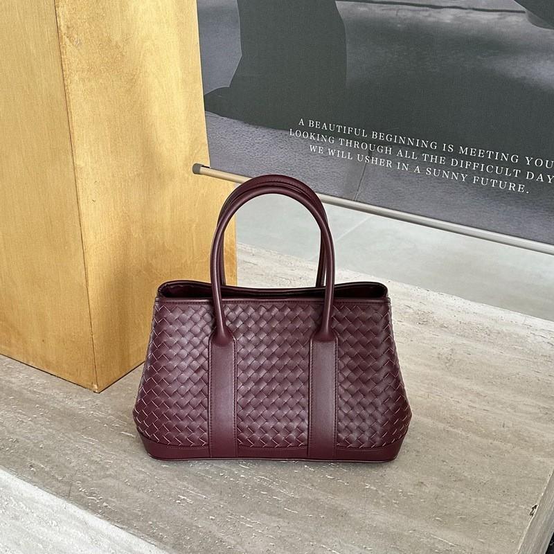 Woven Leather Tote Bag Women Medium Size Handmade Top Handle Crossbody