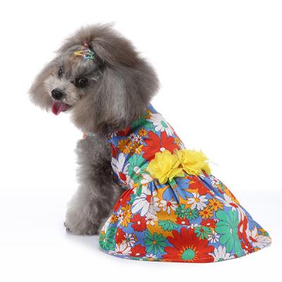 Spring and Summer Clothes Pet Flower Skirt Dog Clothes Love Skirt Kitten Puppy Clothes Summer Skirt