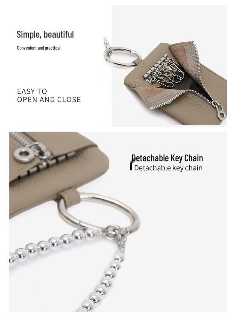 Genuine Leather Japanese Pendant Key Holder and Coin Purse - Multi-functional Organizer for Women