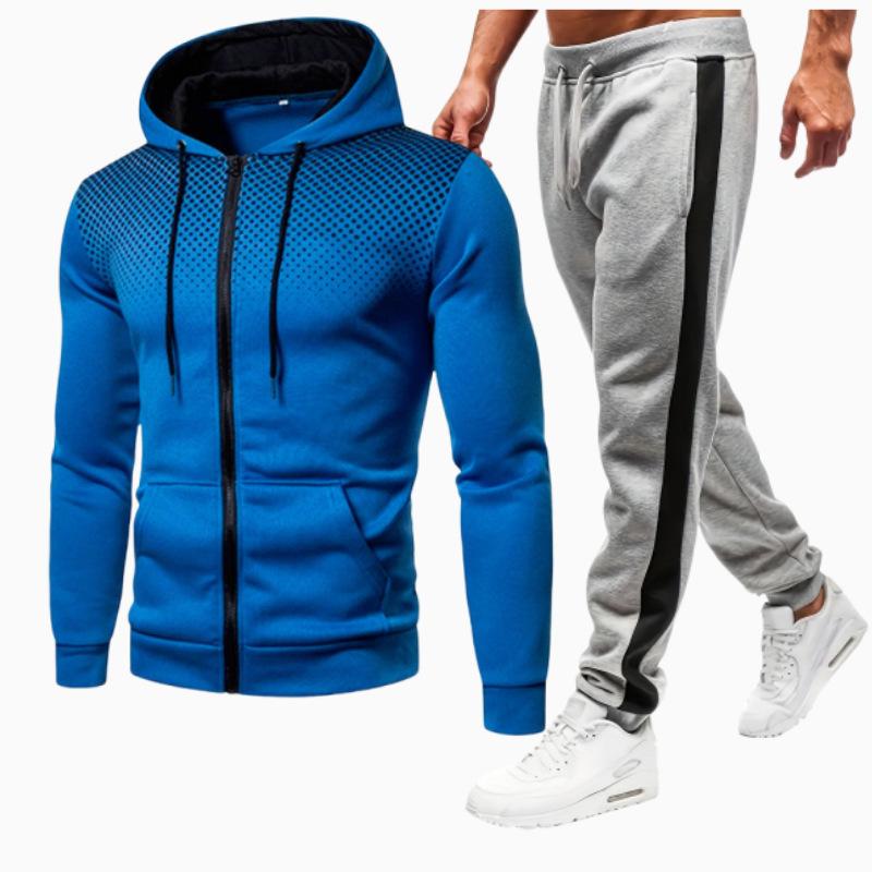 

Трансграничный новый комплект на молнии однотонного цвета с принтом в горошек, осенне-зимние велюровые мужские и женские спортивные худи, свитшоты и спортивные штаны XXXL