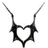 Retro Gothic Cross Demon Bat Wings Heart Necklace for Couples