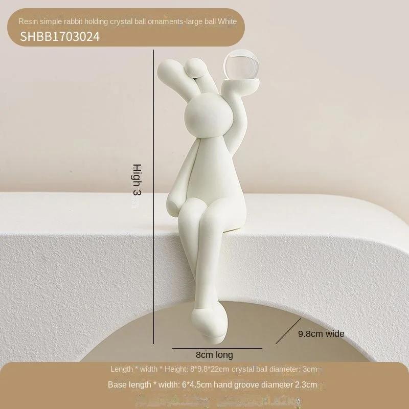 Neue nordische sitzende Kaninchen-Beflockungsfigur mit langem Ohr, TV-Weinschrank, moderne Kunst, Dekoration für Zuhause, Desktop, Veranda, Skulptur, Handwerk