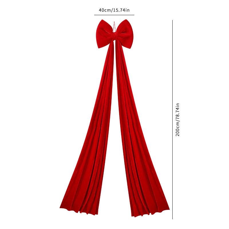 Christmas Decorative Super Large Bow 40*200cm Velvet Bows Knot Xmas Tree Decor Pendant Front Doors Outdoor Activities Party DIY