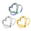 Adjustable Heart Shaped Rings Jewelry Stainless Steel Sweetheart Rings Open Adjustable Rings Jewelry for Fashionistas