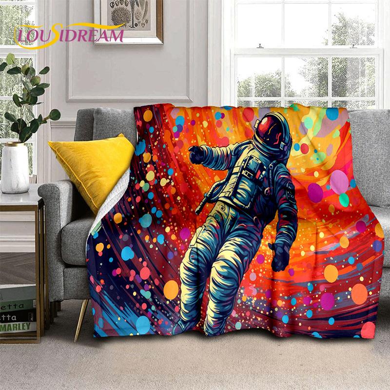 Astronaut Dream Universe Spaceman 3D Outer Space Cartoon Soft Blankets,Throw Blanket for Picnic Beds Home Bedroom Cover Kid Gift