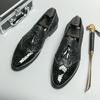 Luxury Golden Classic Men's Glossy Leather Shoes Pointed Formal Dress Shoes Groom's Wedding Shoes Men's Brogue Shoes