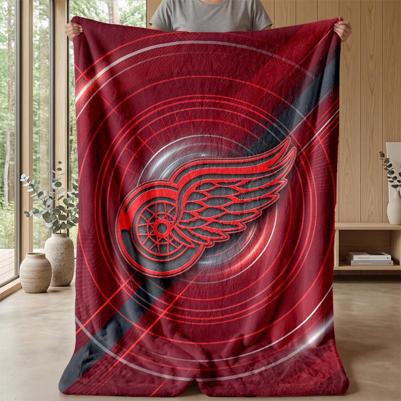 Detroit Red Wings Flannel Fleece Blanket Cozy Warm Throw Blanket For Couch Bed Travel All Season Use