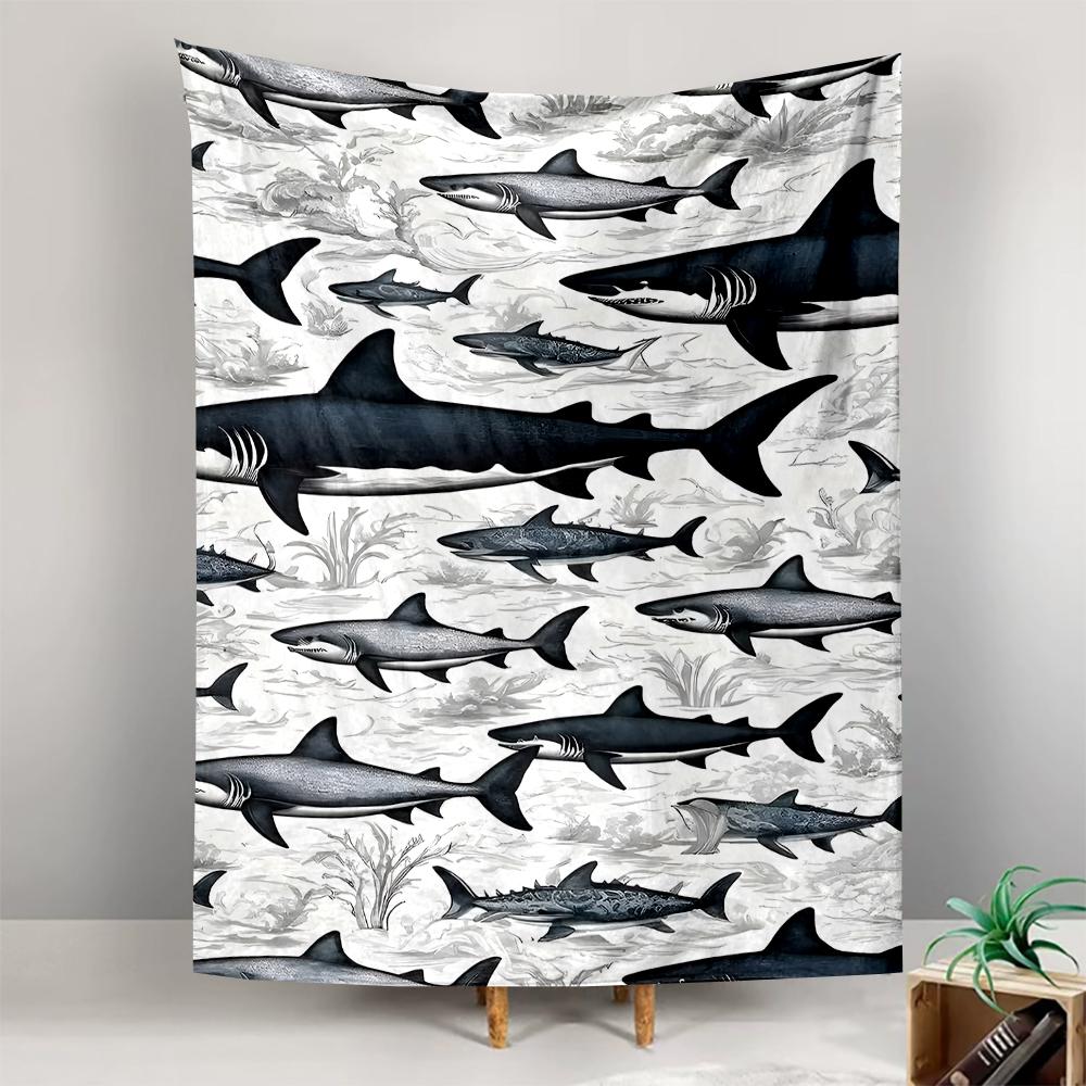 Tapestry Great White Shark Vintage Ocean Pattern Wall Hanging Decor for Boys Bedroom Living Room Coastal Dorm