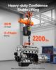 1000 kg Electric Chain Hoist, 6 m Lifting Height, 230V Single Phase Overhead Crane with 4.5 m Wired Remote Control, G100 Chain Electric Lift Hoist for